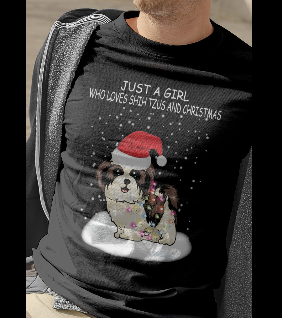 Just A Girl Who Loves Shih Tzu And Christmas T-Shirt