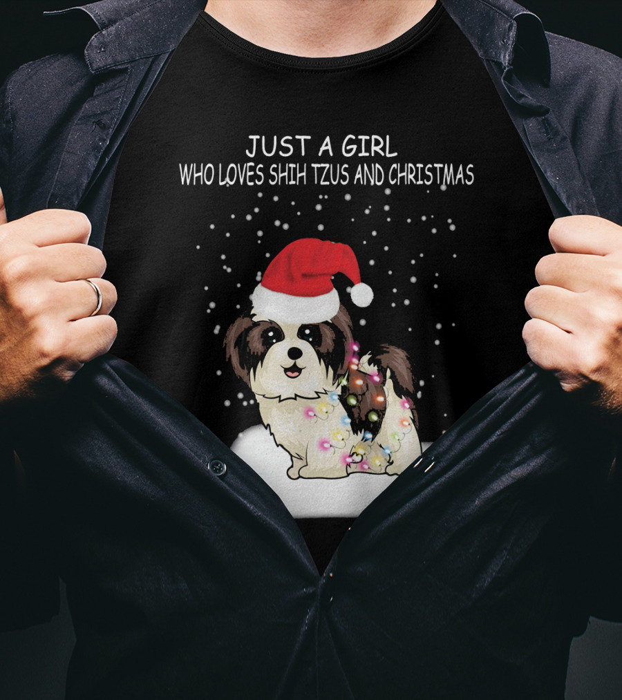 Just A Girl Who Loves Shih Tzu And Christmas T-Shirt