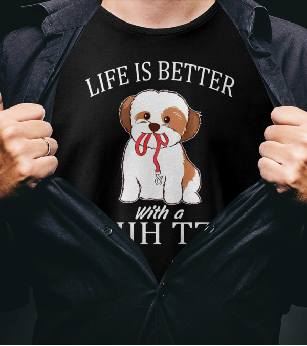 Life Is Better With A Shih Tzu Leash Puppy T-Shirt