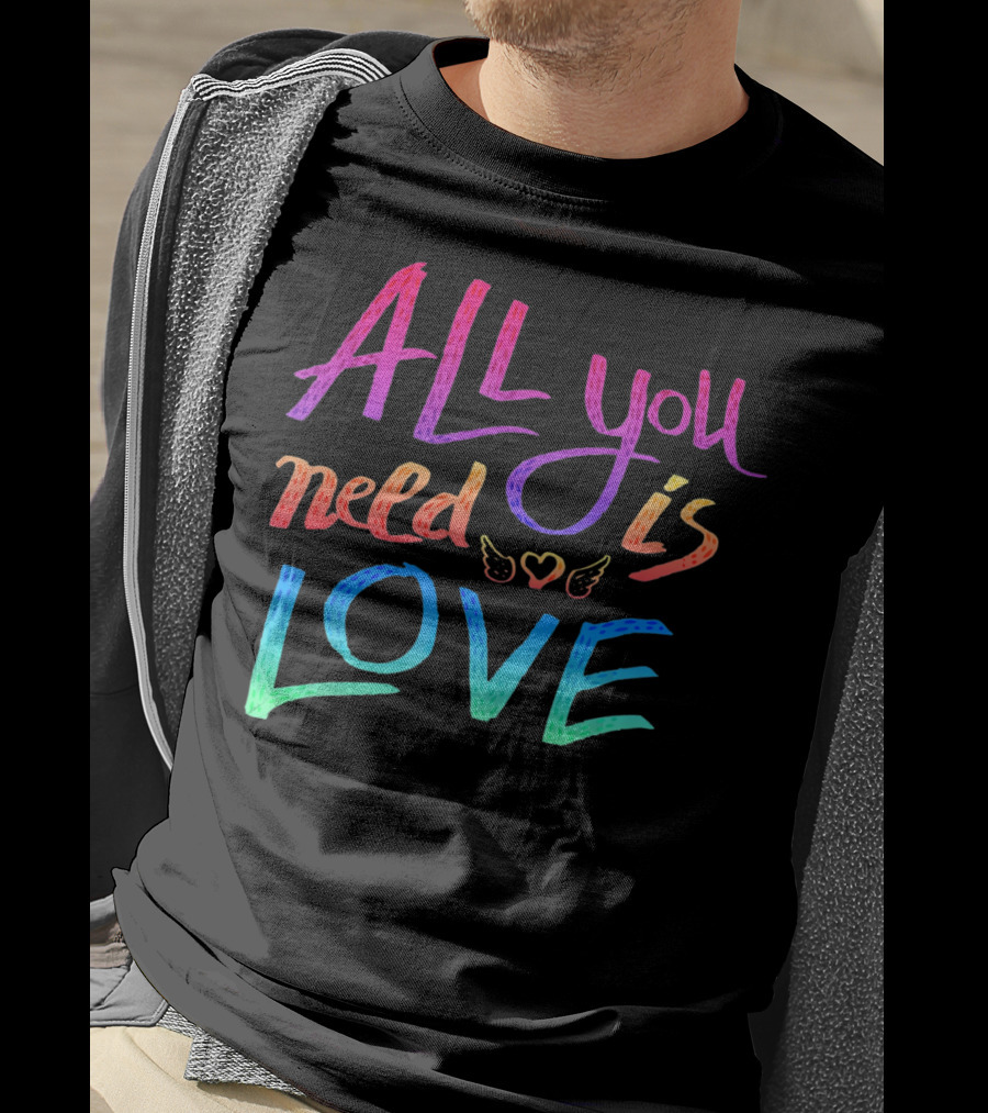 All You Need Is Love Rainbow Wings Heart T-Shirt