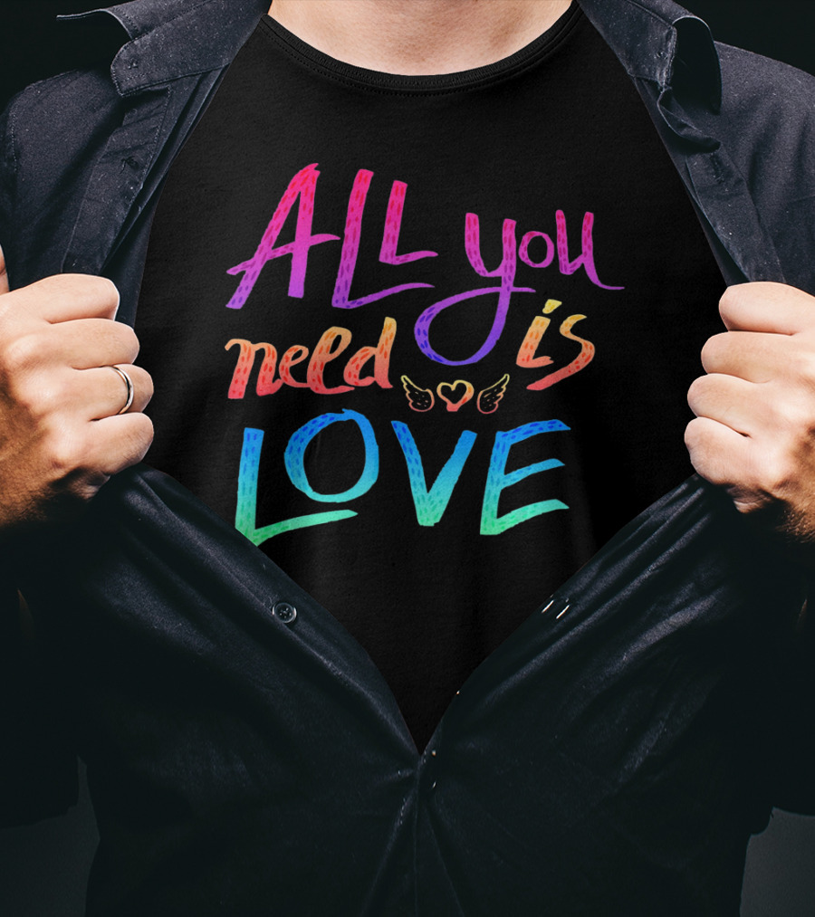 All You Need Is Love Rainbow Wings Heart T-Shirt