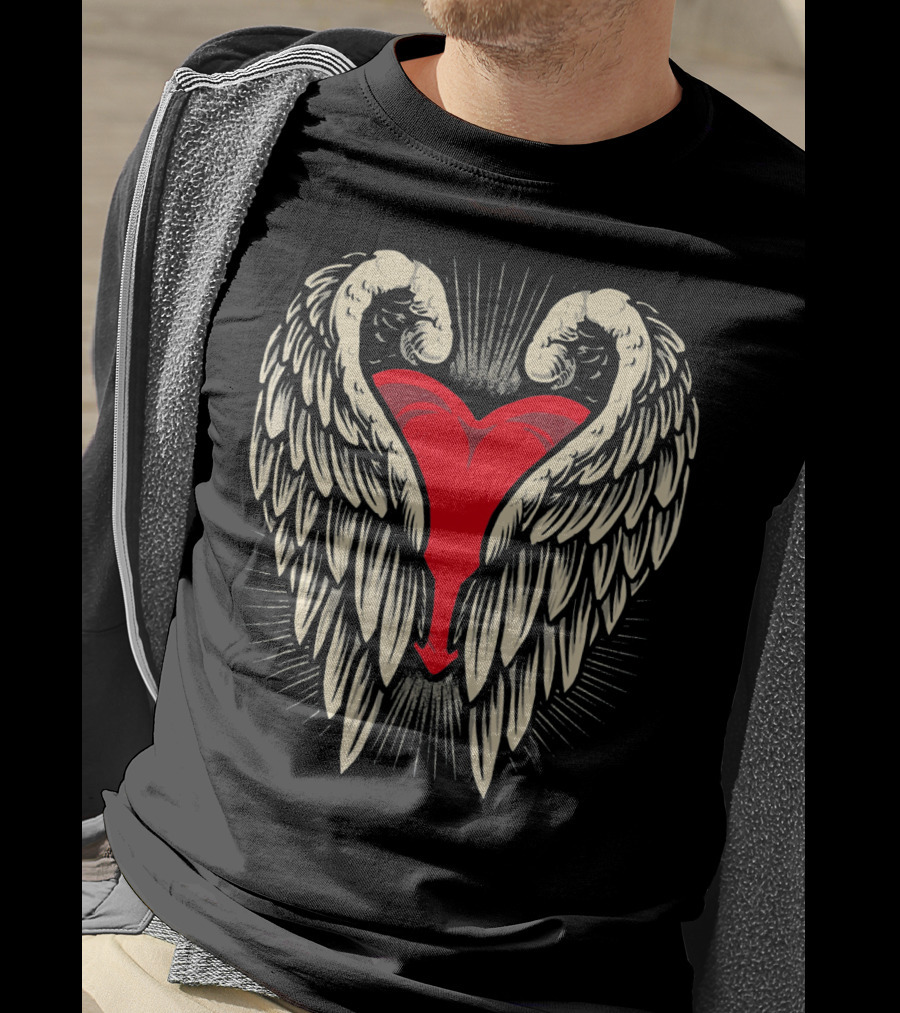 Angel Wings And Heart Valentine's Day T-Shirt