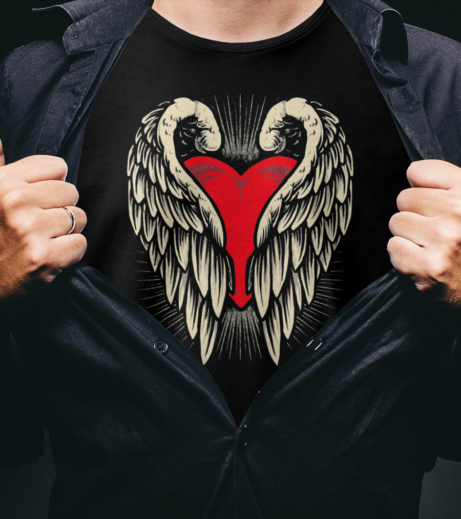 Angel Wings And Heart Valentine's Day T-Shirt