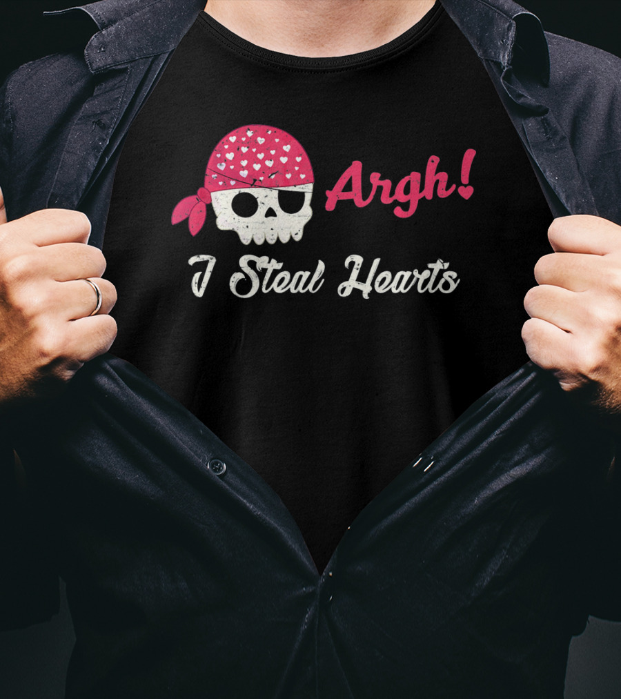 Argh I Steal Hearts Skull Bandana T-Shirt