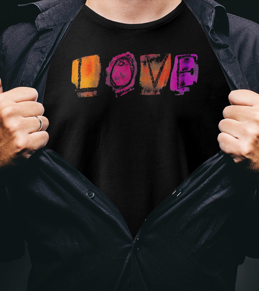 Love Colorful Watercolor Block Style Vibrant Letters T-Shirt