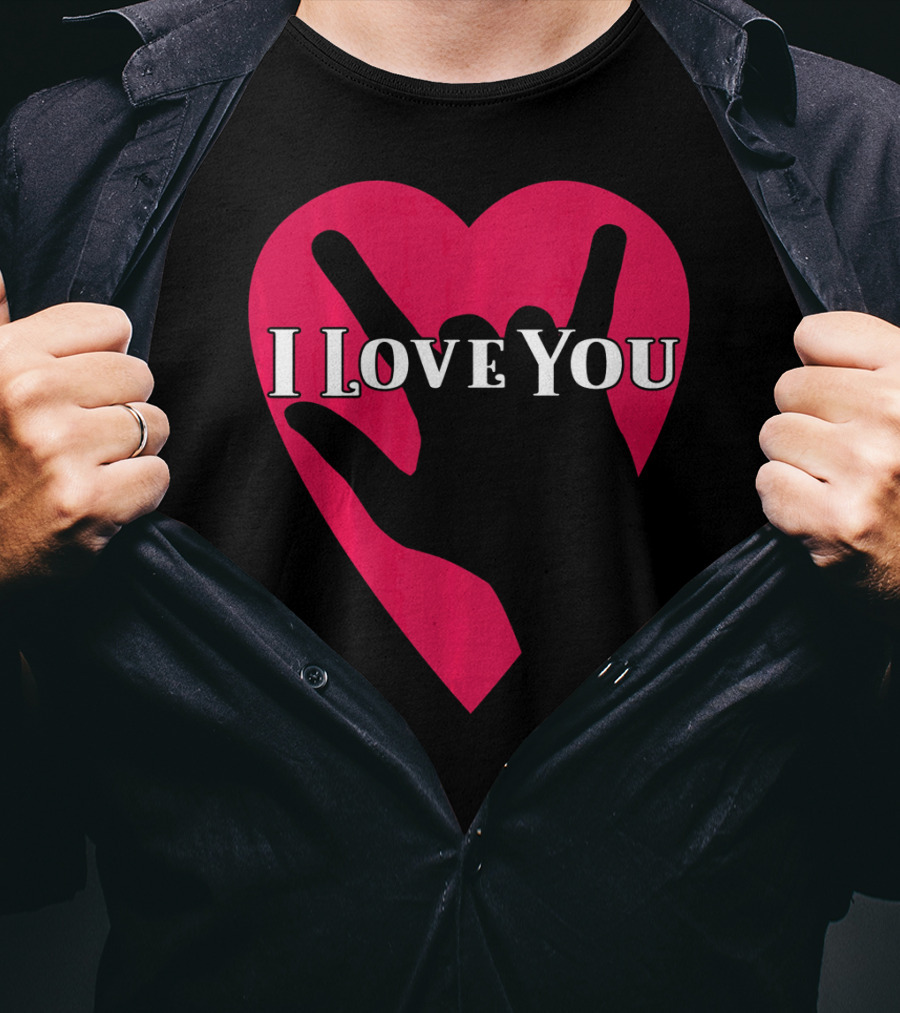 I Love You American Sign Language ASL Hand Heart T-Shirt