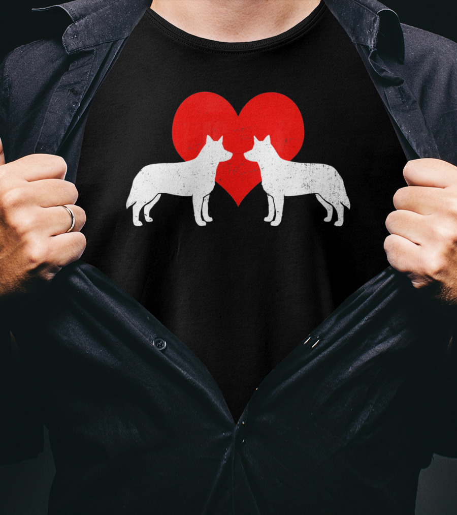 Australian Blue Heeler Heart Silhouette Valenti T-Shirt