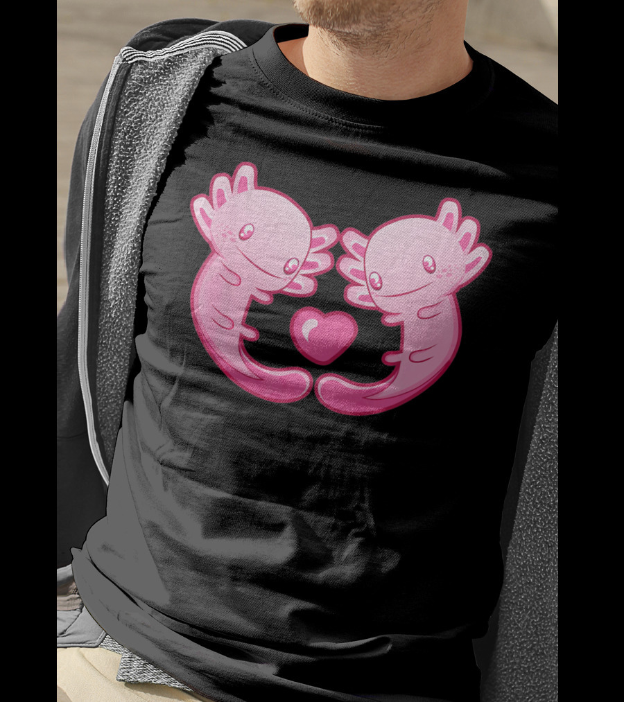 Axolotl Love Heart Cute Valentine's Amphibian T-Shirt