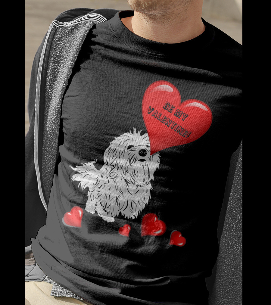 Be My Valentine Maltese Dogs In Love With Red Hearts T-Shirt