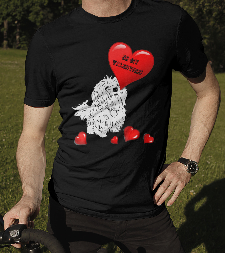 Be My Valentine Maltese Dogs In Love With Red Hearts T-Shirt