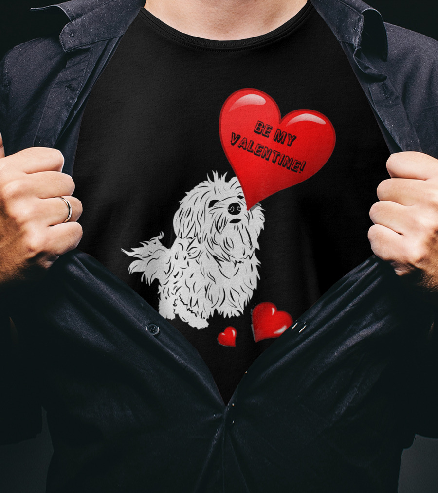Be My Valentine Maltese Dogs In Love With Red Hearts T-Shirt