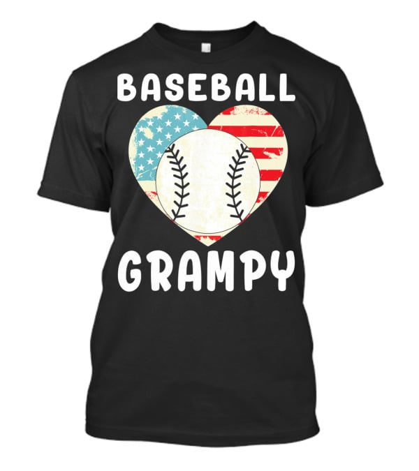 Baseball Grampy Heart With American Flag Love T-Shirt