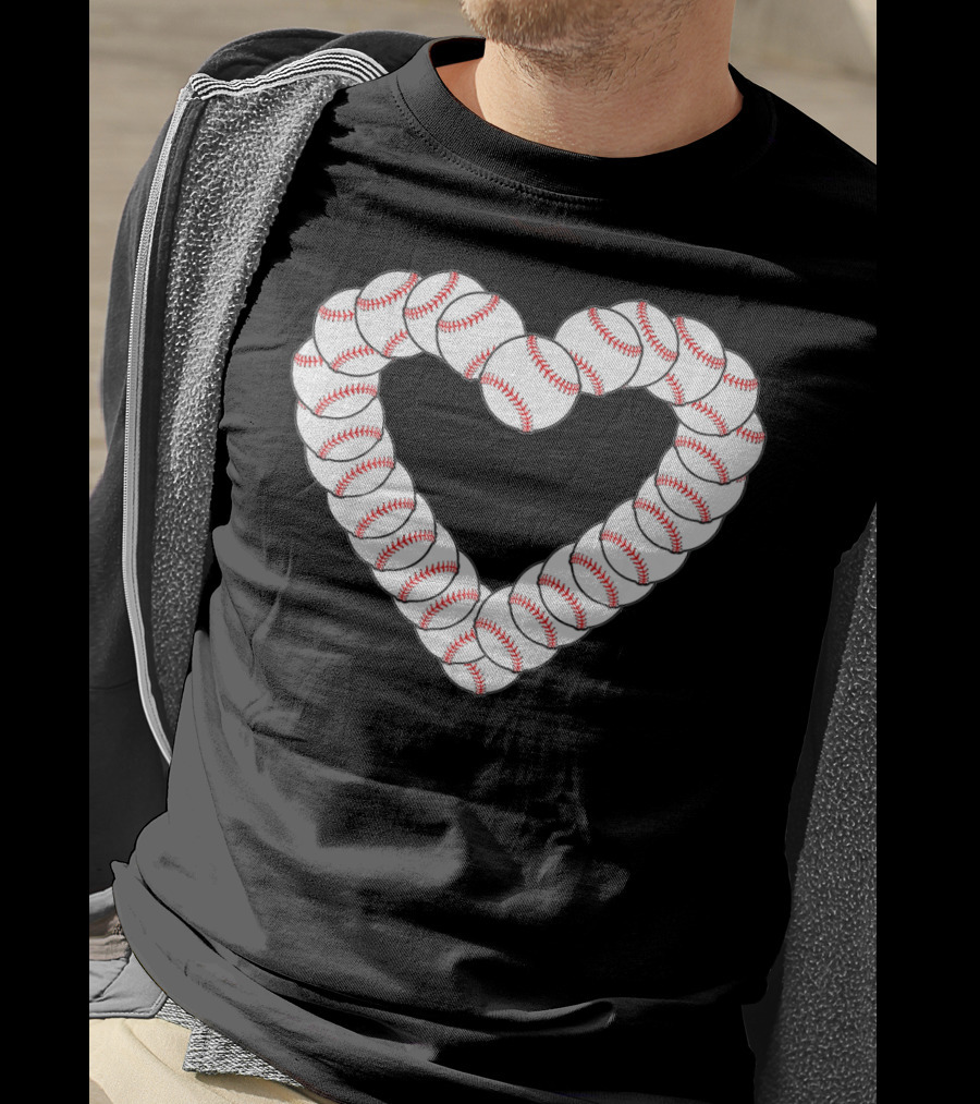 Baseball Heartbeat Valentine Heart With Baseballs T-Shirt