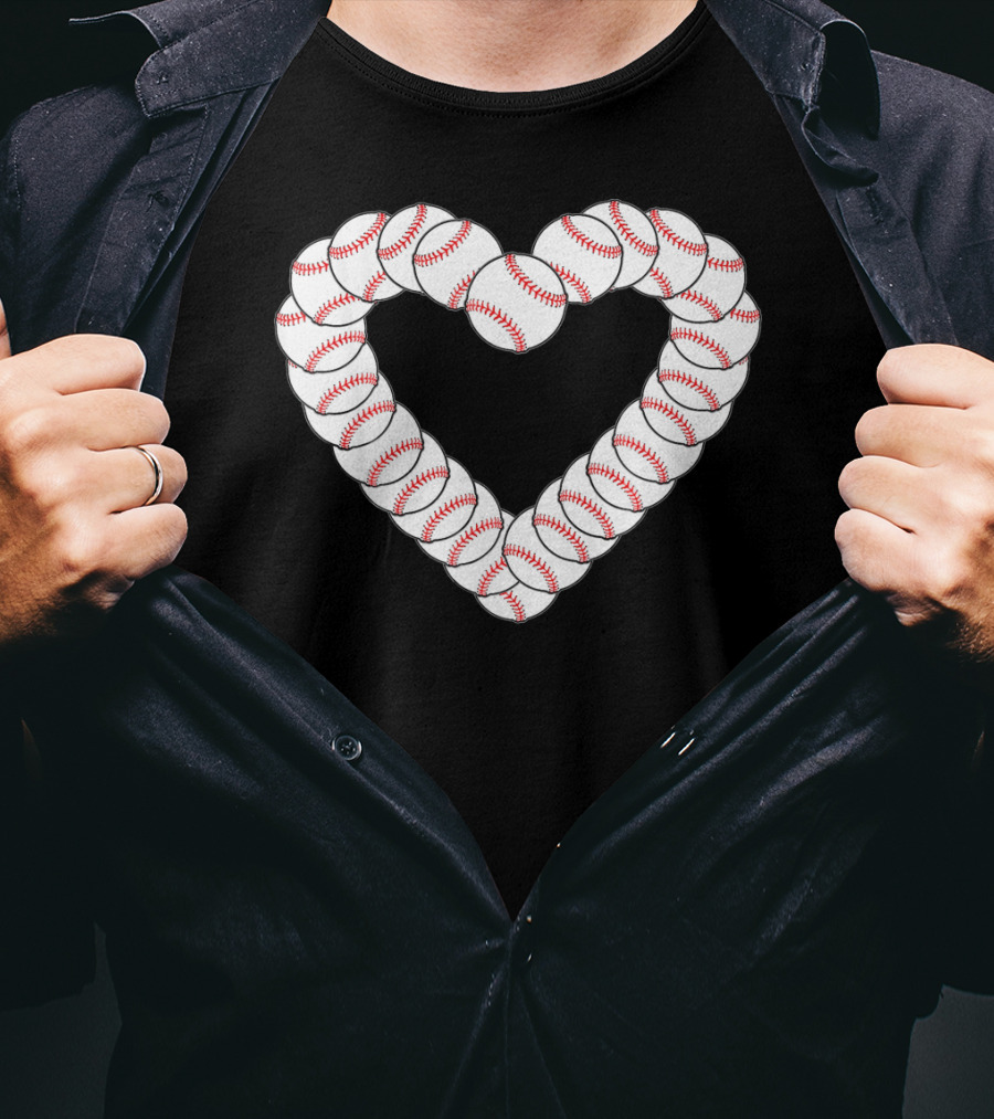 Baseball Heartbeat Valentine Heart With Baseballs T-Shirt