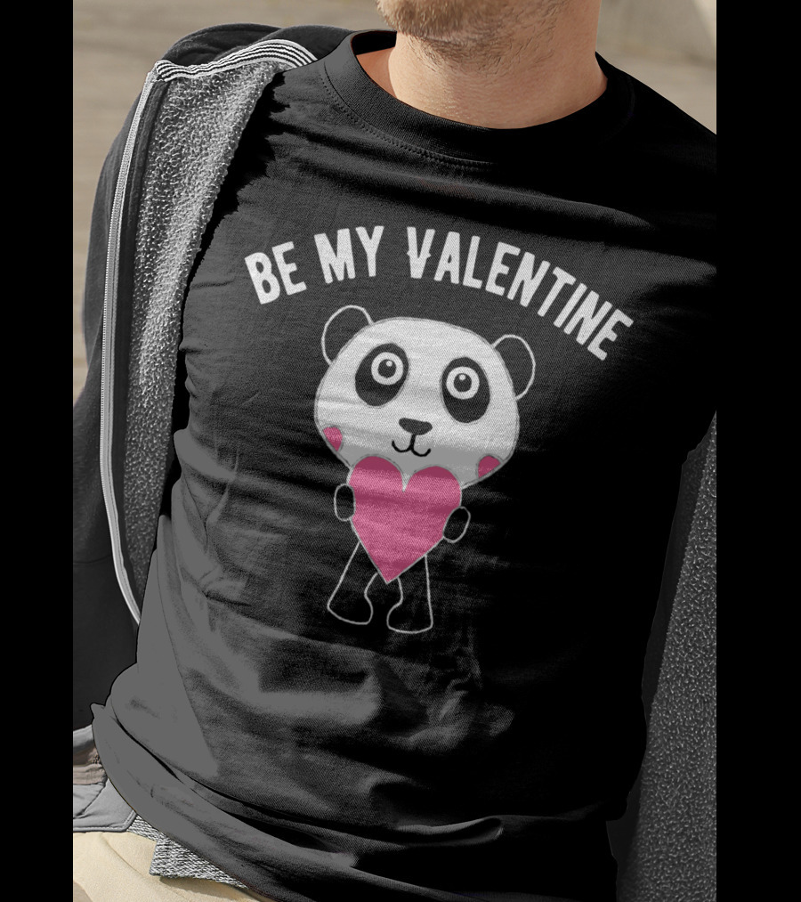 Be My Valentine Panda Holding Heart T-Shirt
