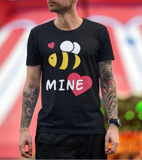 Premium T-Shirt: Bee Mine Valentine's Day Puns with Hearts T-Shirt Bee Mine Valentine's Day Puns with Hearts T-Shirt
