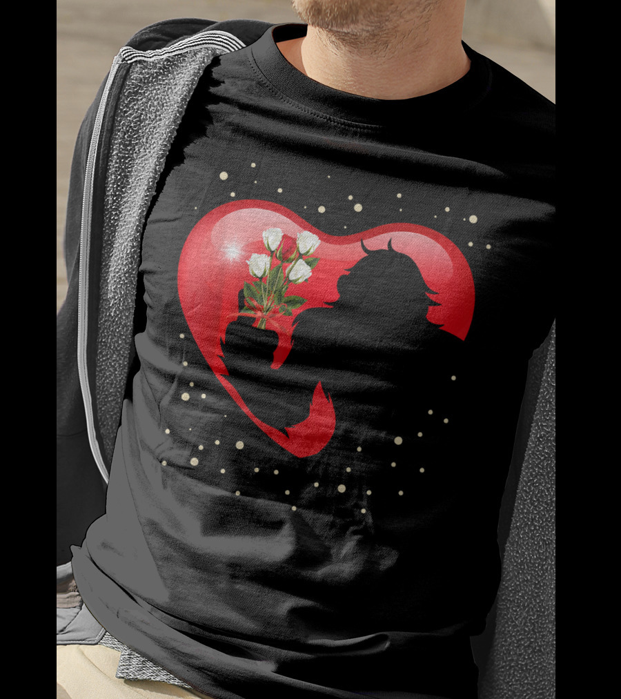 Bigfoot Red Heart White Flower Valentine's Day T-Shirt