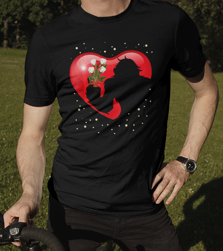 Bigfoot Red Heart White Flower Valentine's Day T-Shirt