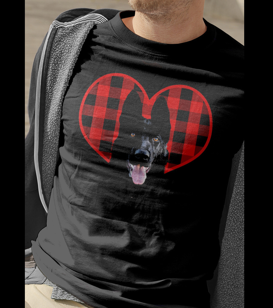 Black German Shepherd Plaid Heart Valentine T-Shirt