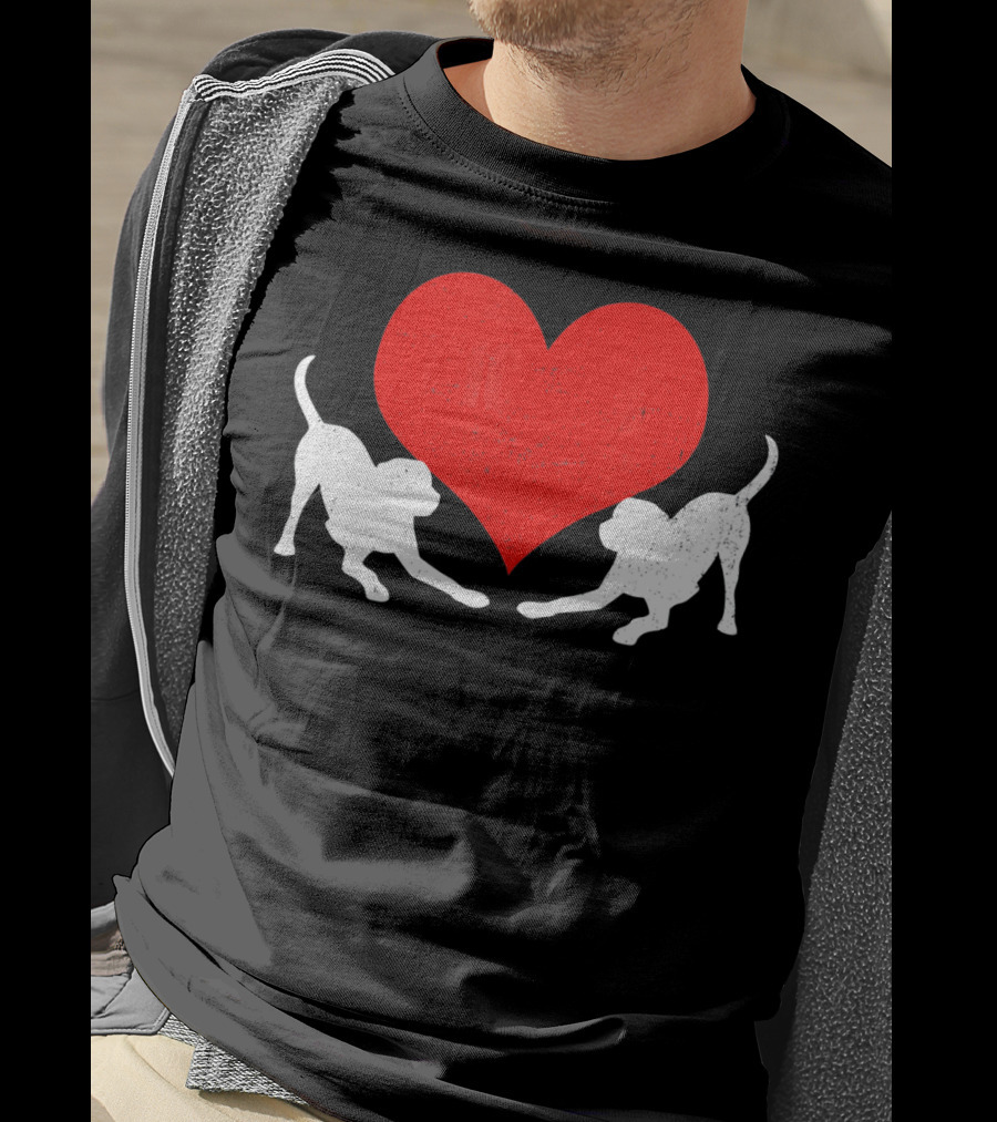 Valentine's Day Black Mouth Cur With Heart T-Shirt