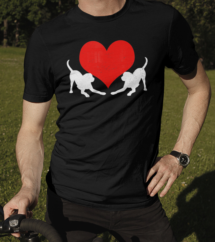 Valentine's Day Black Mouth Cur With Heart T-Shirt
