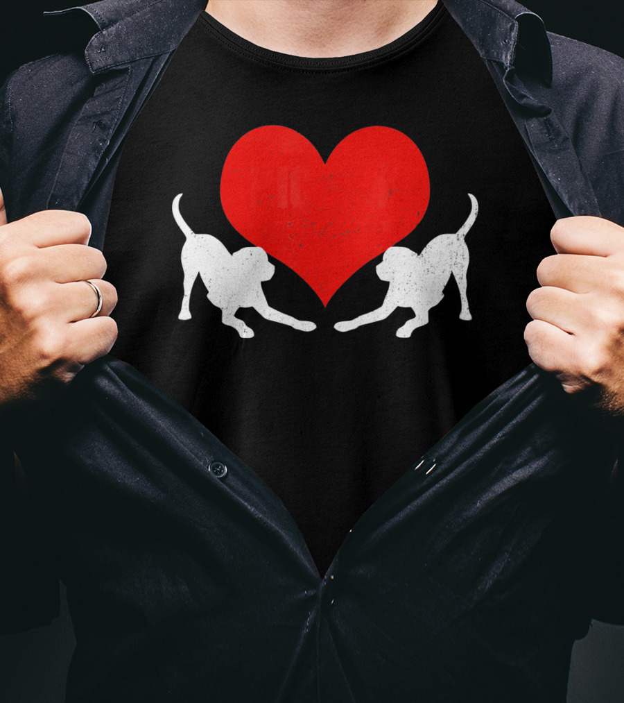 Valentine's Day Black Mouth Cur With Heart T-Shirt