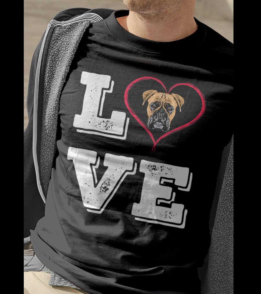 Boxer Dog Love Heart Va Dog Mom T-Shirt