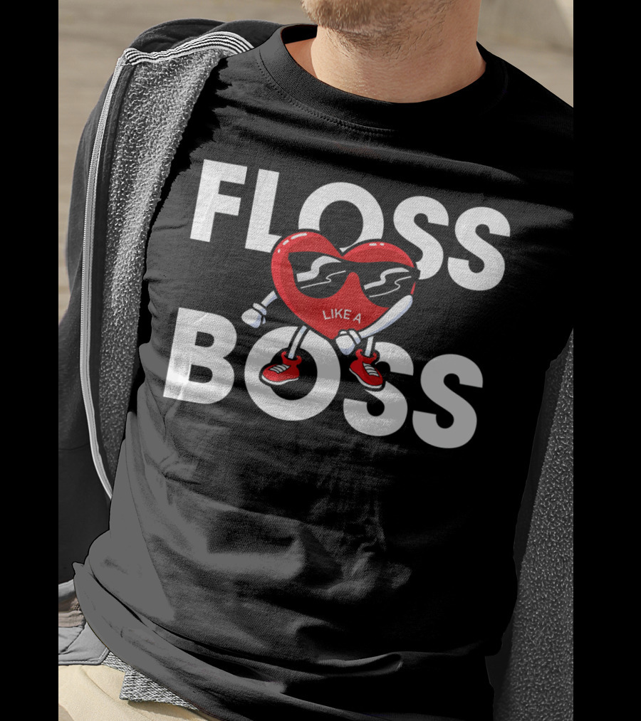 Floss Like A Boss Boys Valentines Day Kids Heart T-Shirt
