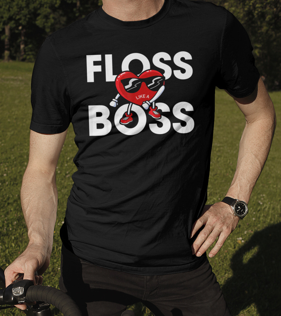 Floss Like A Boss Boys Valentines Day Kids Heart T-Shirt