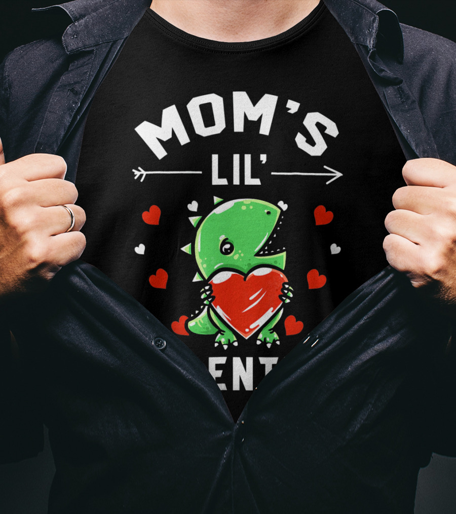 Moms Lil Valentine Dinosaur Holding Heart T-Shirt