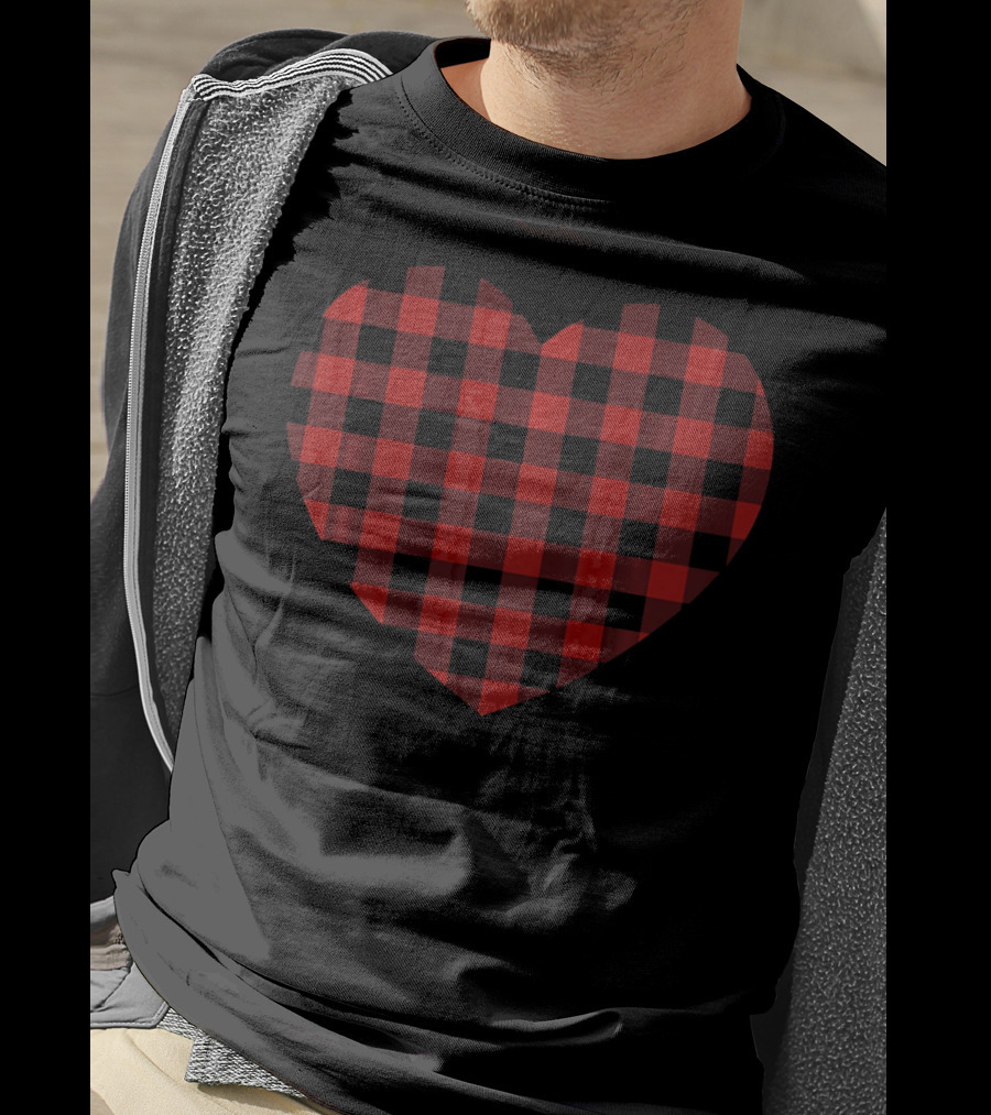 Buffalo Plaid Heart Checkered Pattern T-Shirt