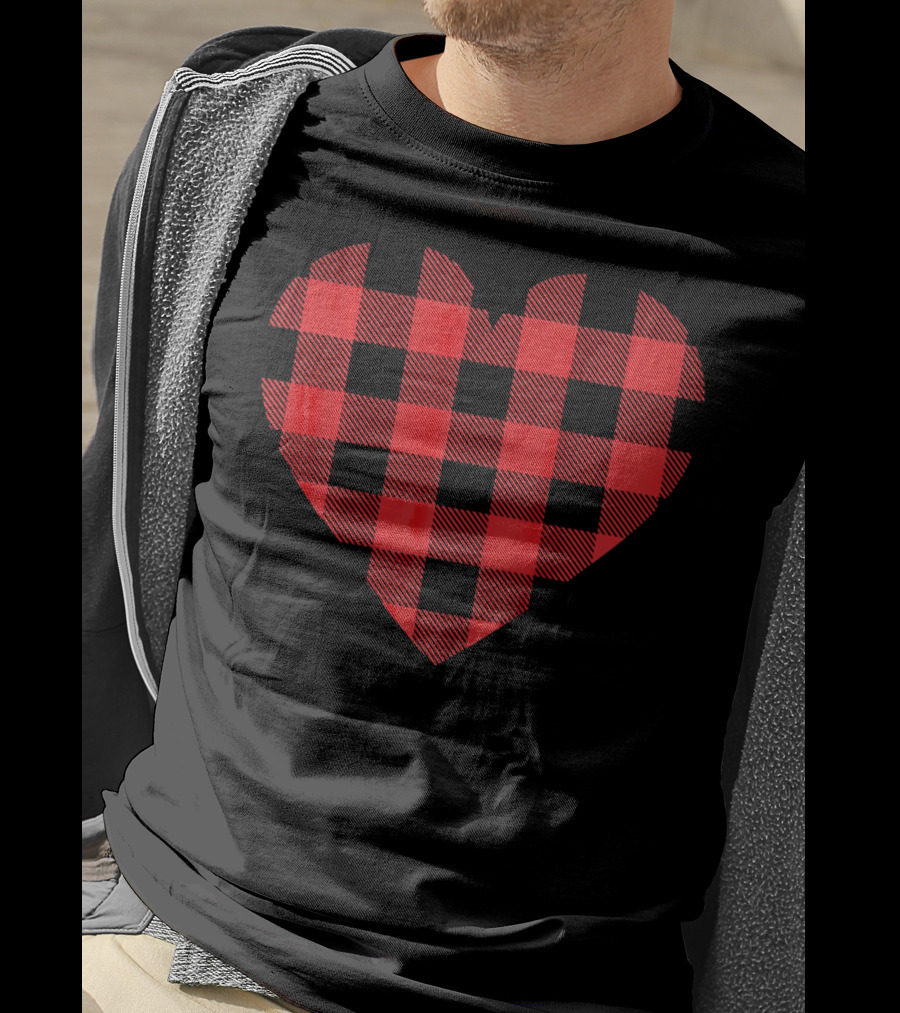Buffalo Plaid Heart Valentines Buffalo Check T-Shirt