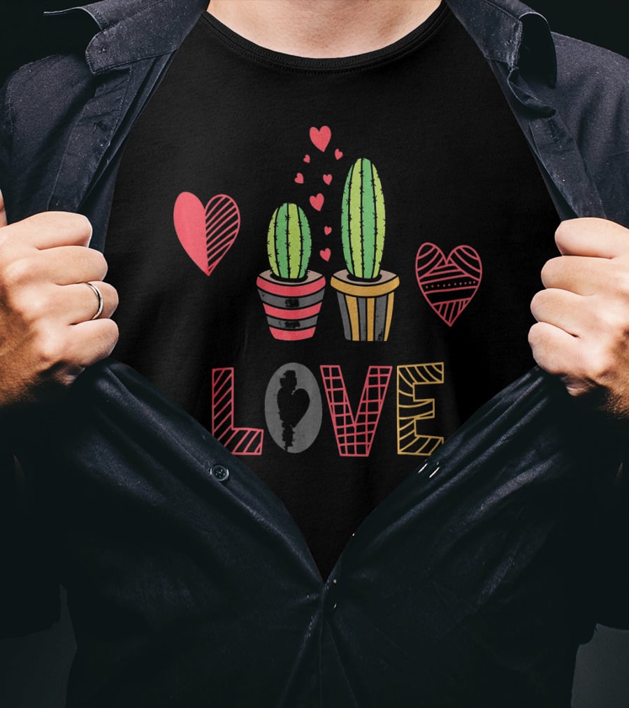 Cactus Valentine Love Succulent Hearts T-Shirt