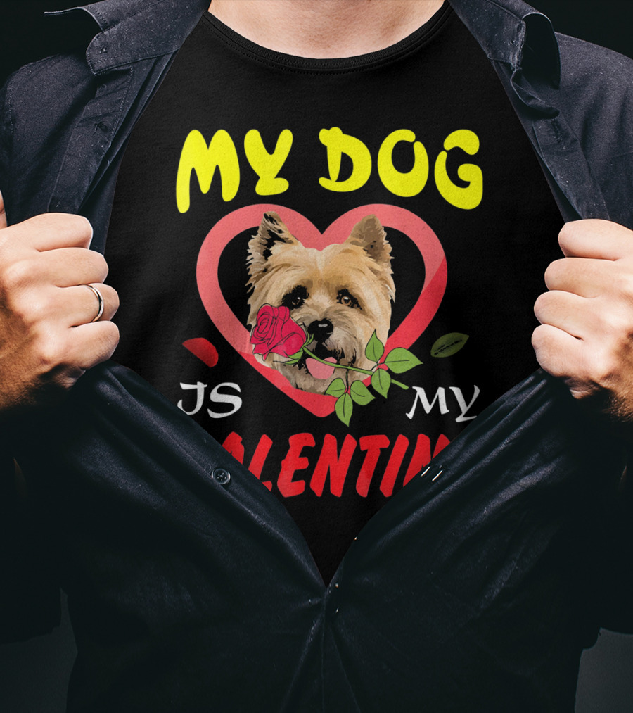 My Dog Is My Valentine Cairn Terrier Hearts T-Shirt