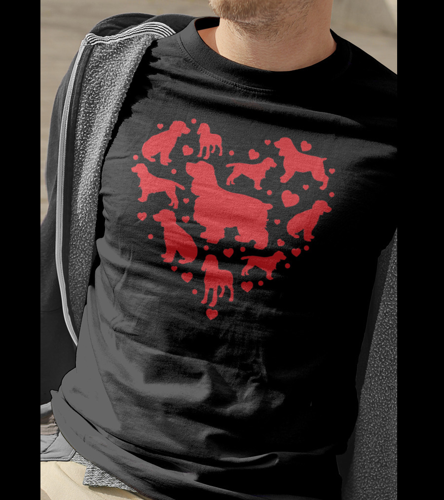 Cocker Spaniel Heart Silhouette Valentines Day T-Shirt