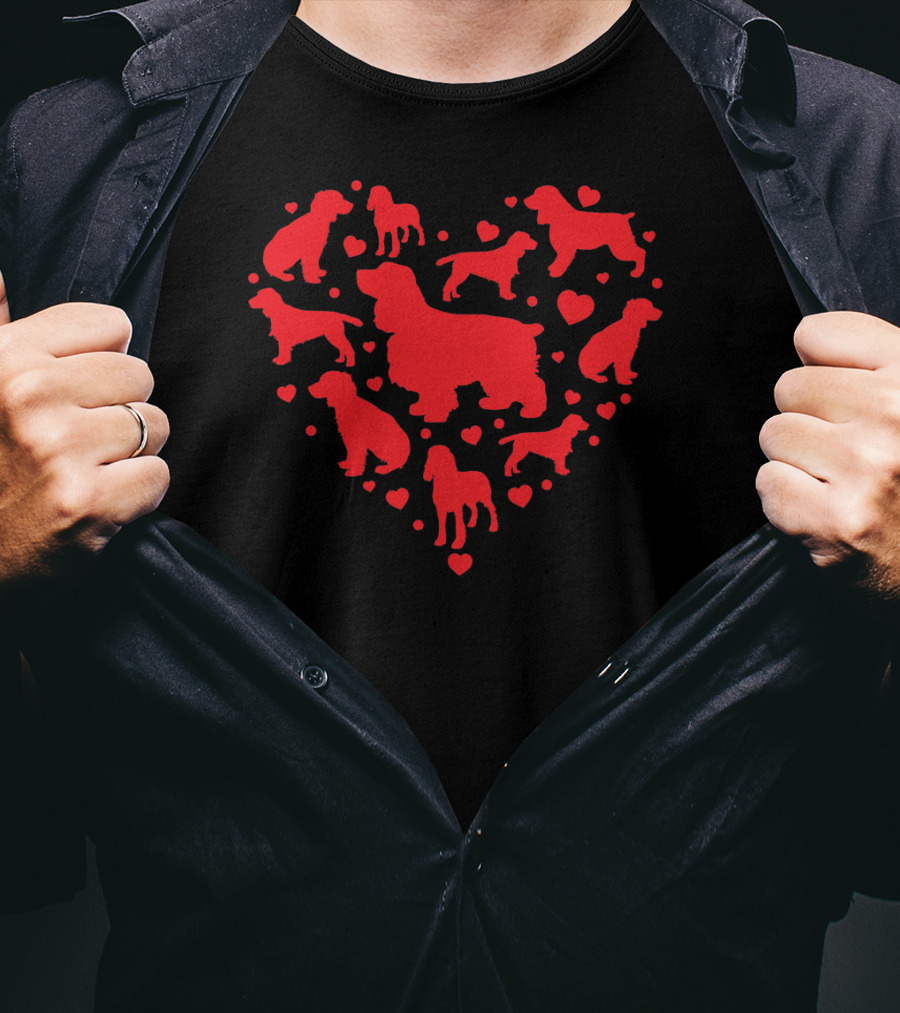 Cocker Spaniel Heart Silhouette Valentines Day T-Shirt