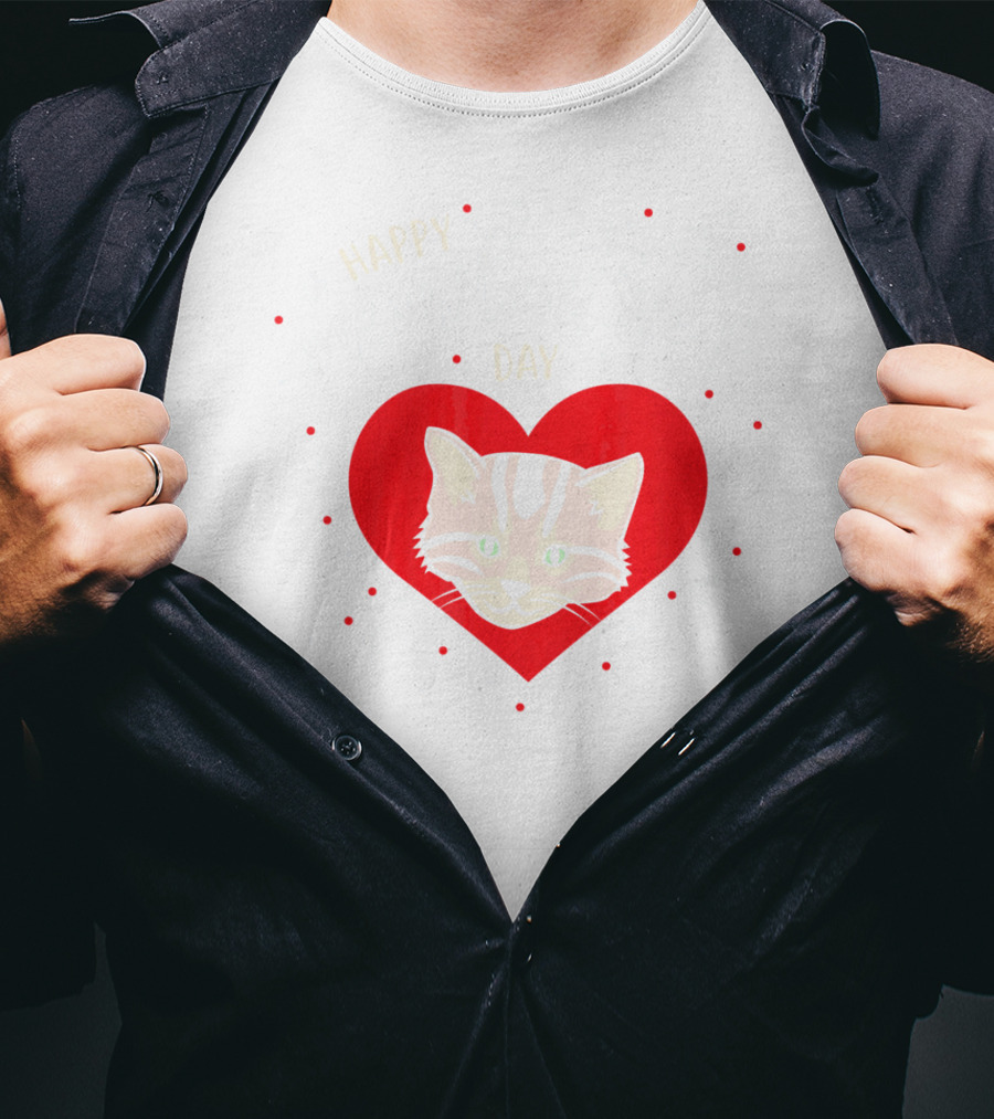 Happy Meowlentines Day Cat Heart Paws T-Shirt