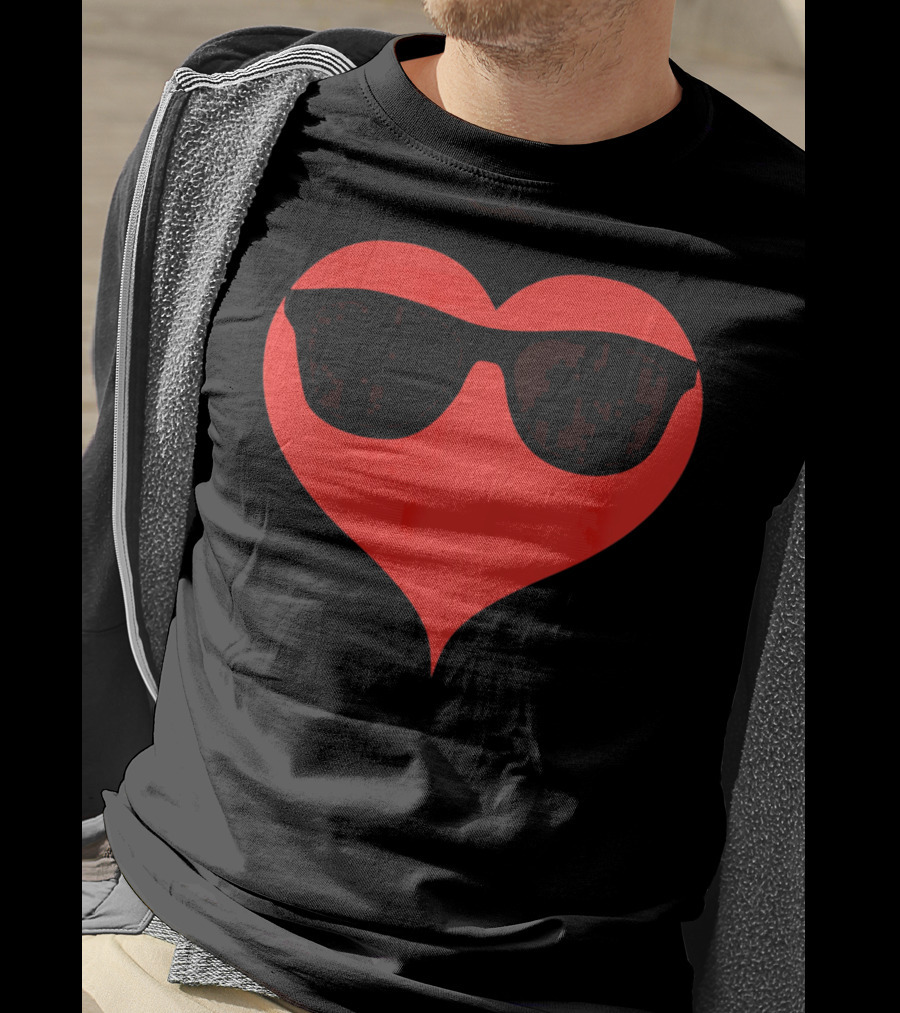 Cool Heart Valentine's Day Sunglasses Red Heart T-Shirt