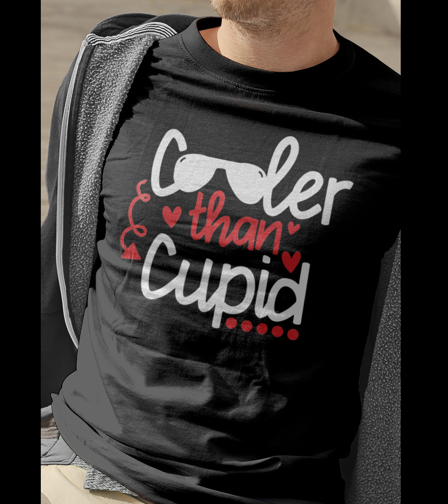 Cooler Than Cupid Valentine Hearts And Glasses T-Shirt