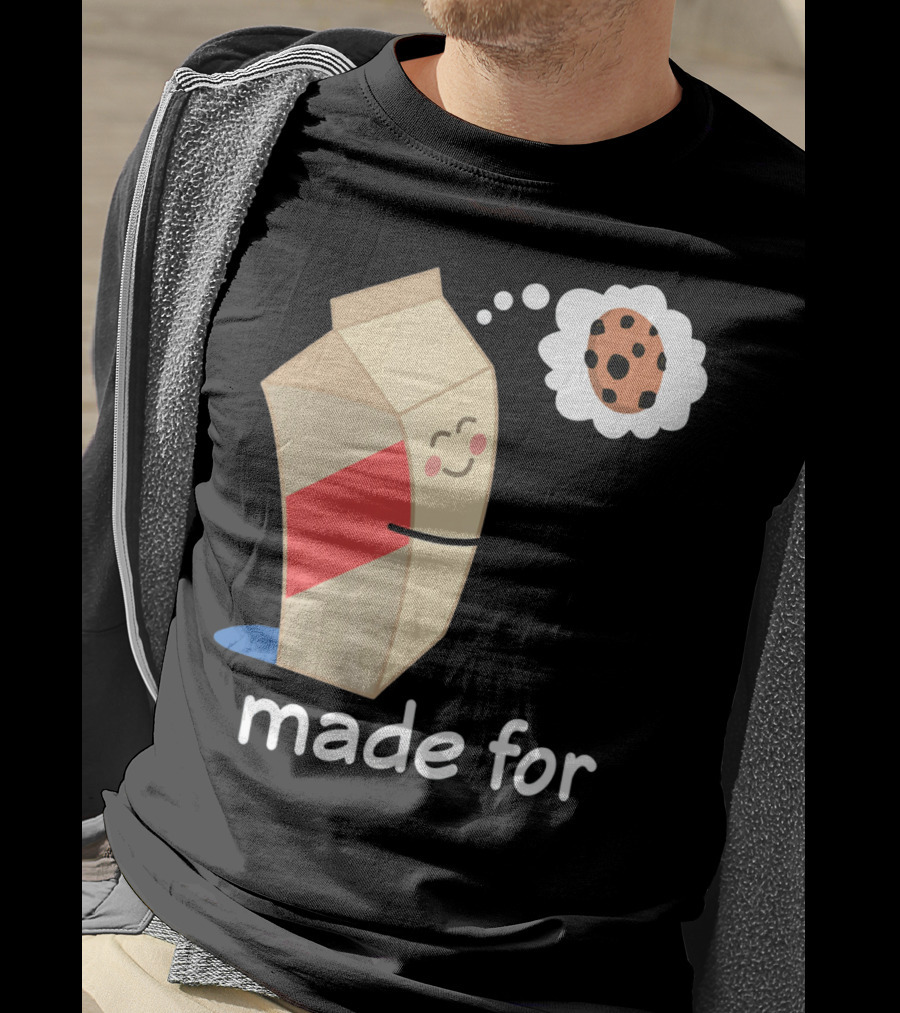 Couples Valentines Day Matching Made For Milk And Cookie T-Shirt