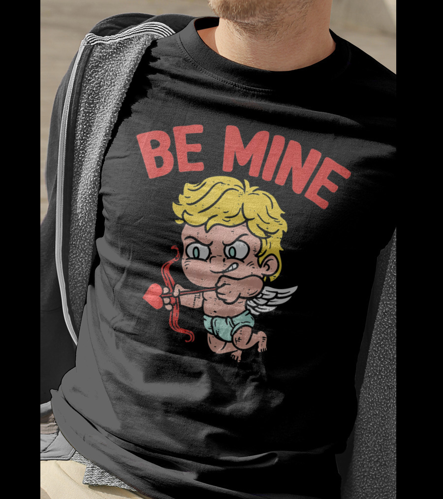 Be Mine Funny Valentine's Day Cupid With Bow And Heart Arrow T-Shirt