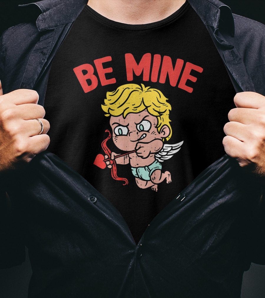 Be Mine Funny Valentine's Day Cupid With Bow And Heart Arrow T-Shirt