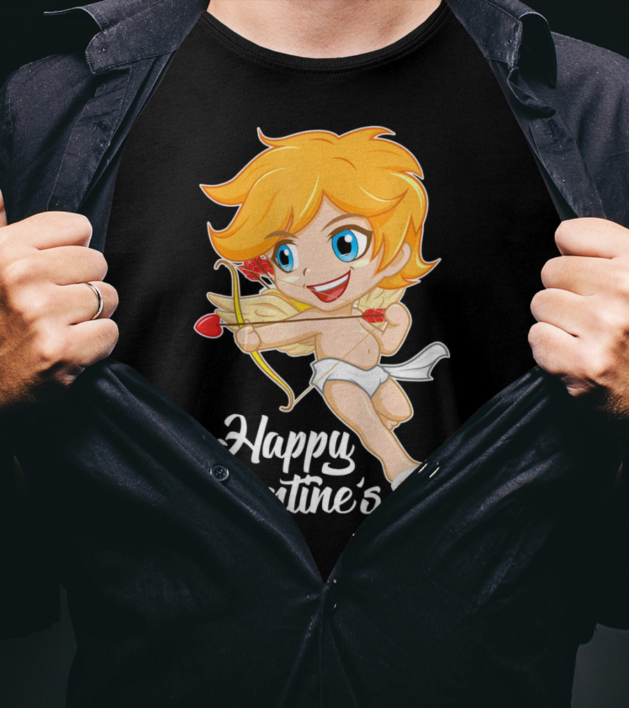 Happy Valentine's Day Cupid Bow And Heart Arrow T-Shirt