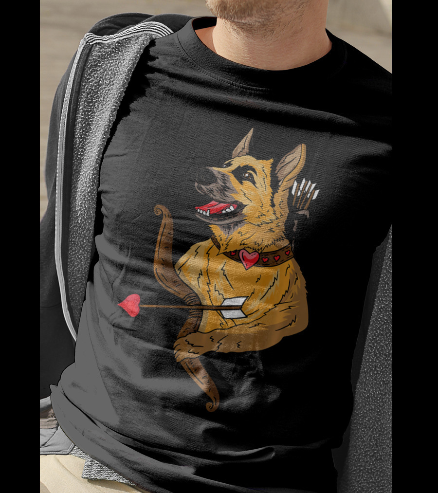 Cupid German Shepherd With Bow And Heart Arrow Dog Lovers T-Shirt