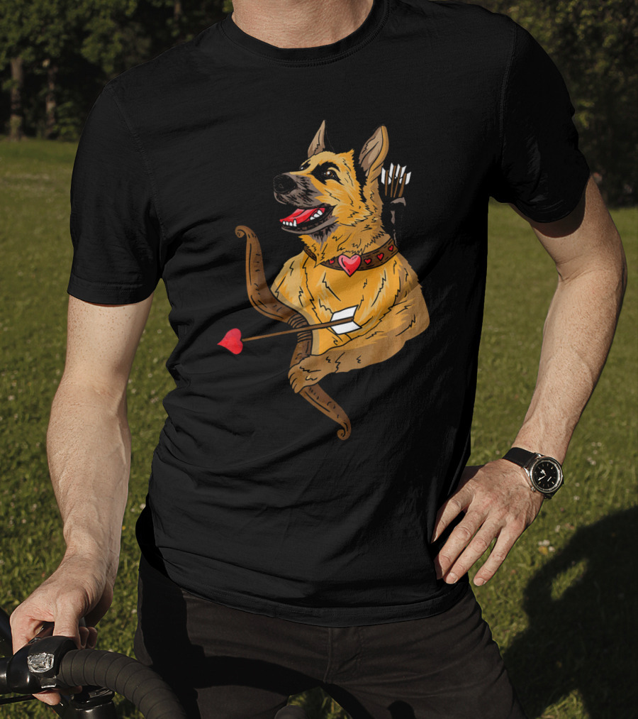 Cupid German Shepherd With Bow And Heart Arrow Dog Lovers T-Shirt