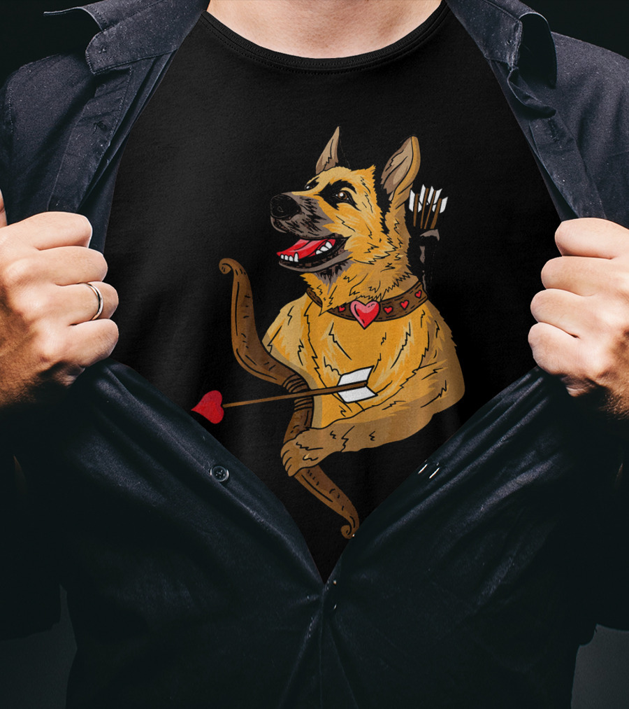 Cupid German Shepherd With Bow And Heart Arrow Dog Lovers T-Shirt
