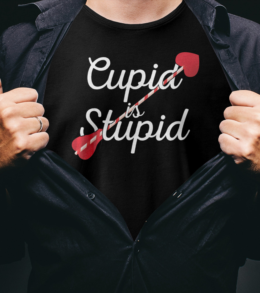 Cupid Is Stupid Funny Valentines Heart Arrow T-Shirt