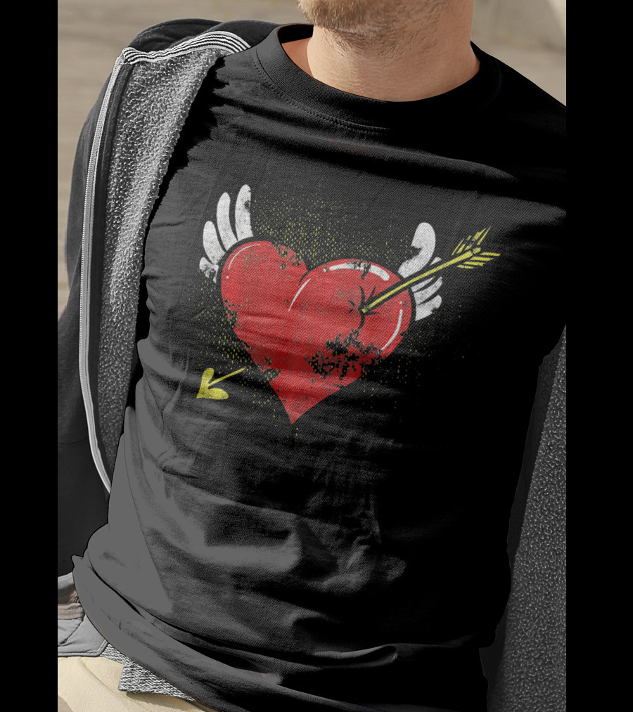 Cupid Valentine Heart With Arrow And Wings Matching Coup T-Shirt