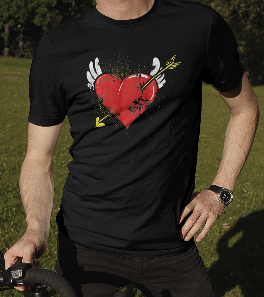 Cupid Valentine Heart With Arrow And Wings Matching Coup T-Shirt