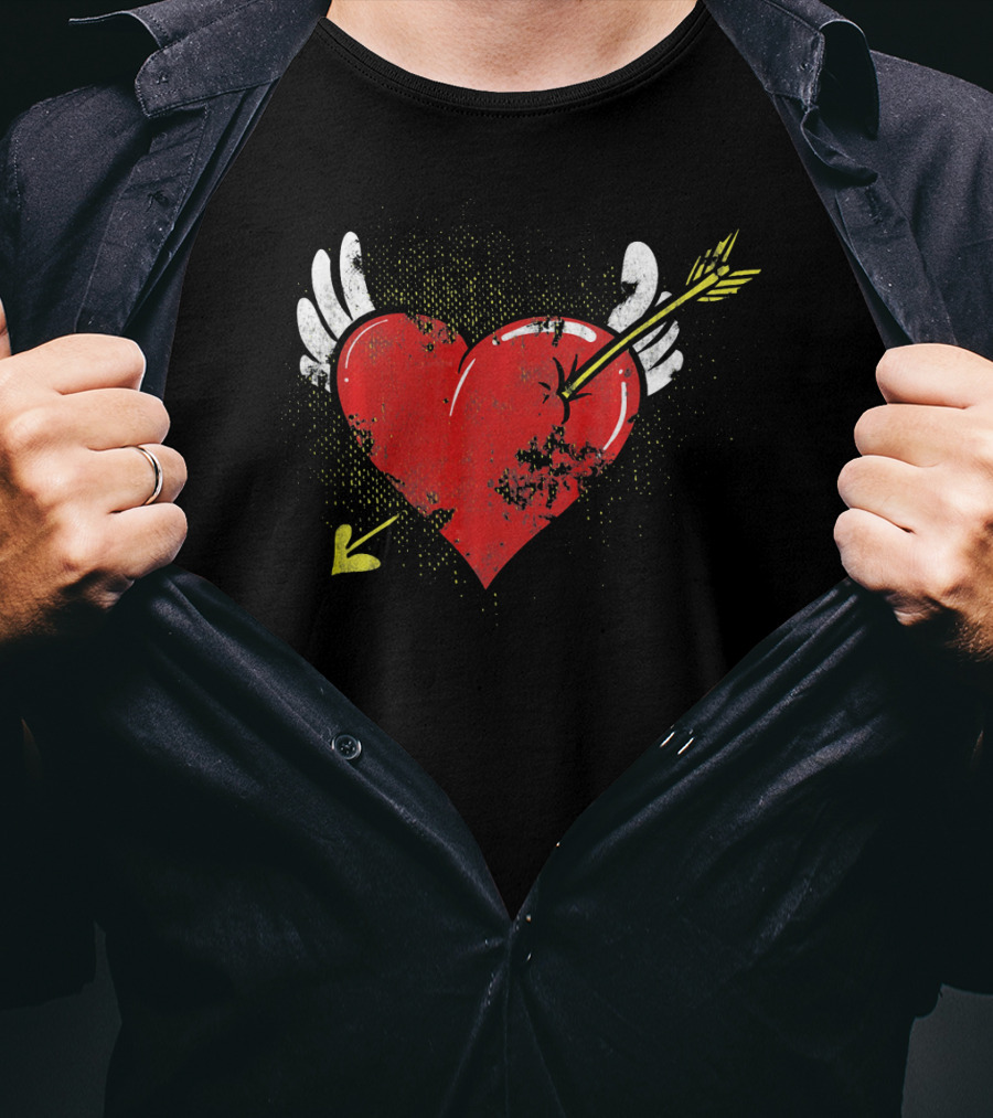 Cupid Valentine Heart With Arrow And Wings Matching Coup T-Shirt